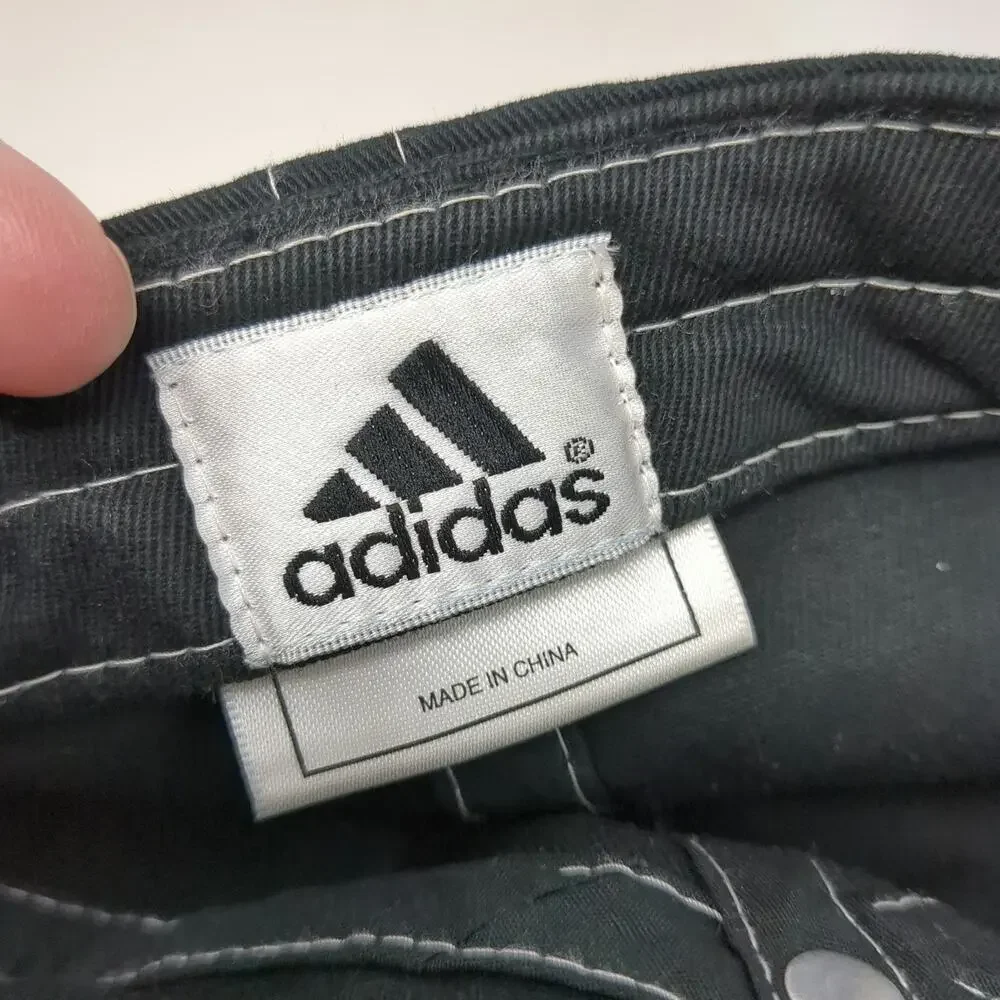 Adidas Baseball Cap Black One Size White Contrast Stitching Logo Slideback Hat